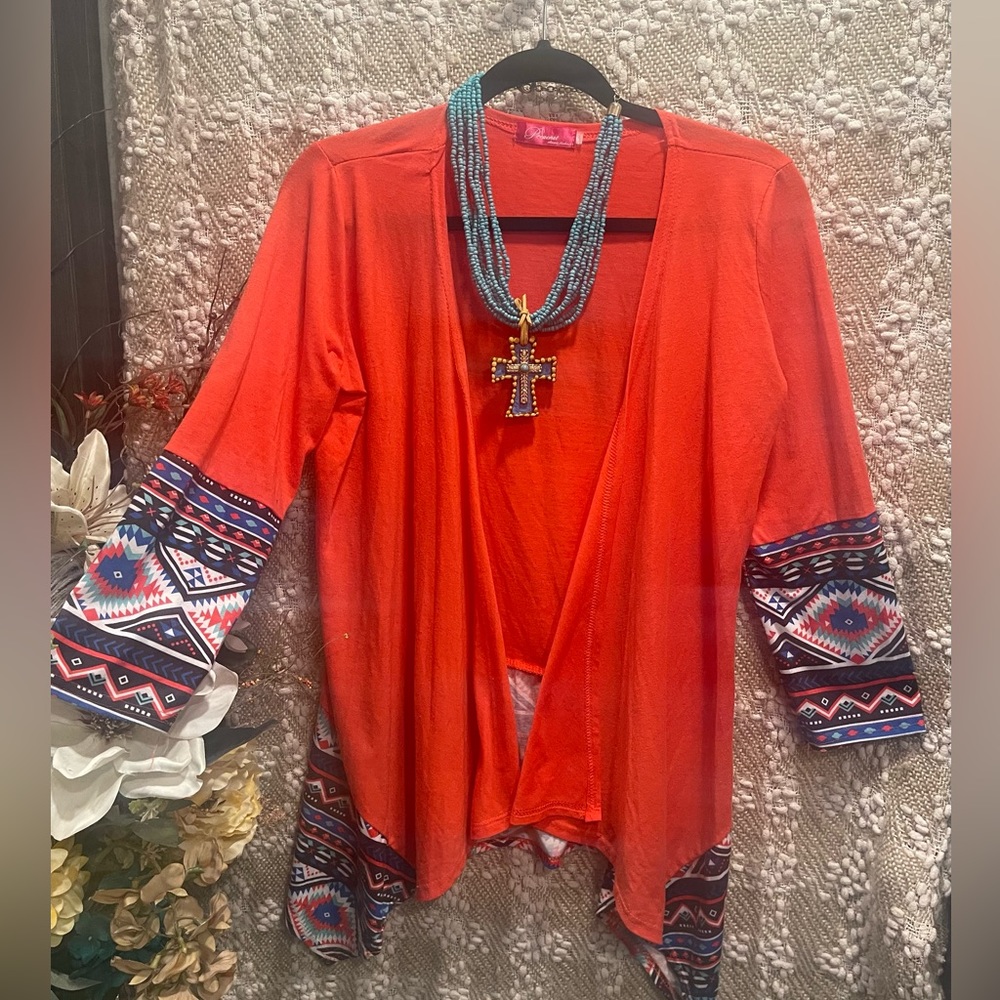 Aztec/Tribal Boutique Kimono Size M.